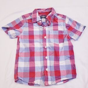 Boys XS Red, White, and Blue Plaid Button Down Shirt